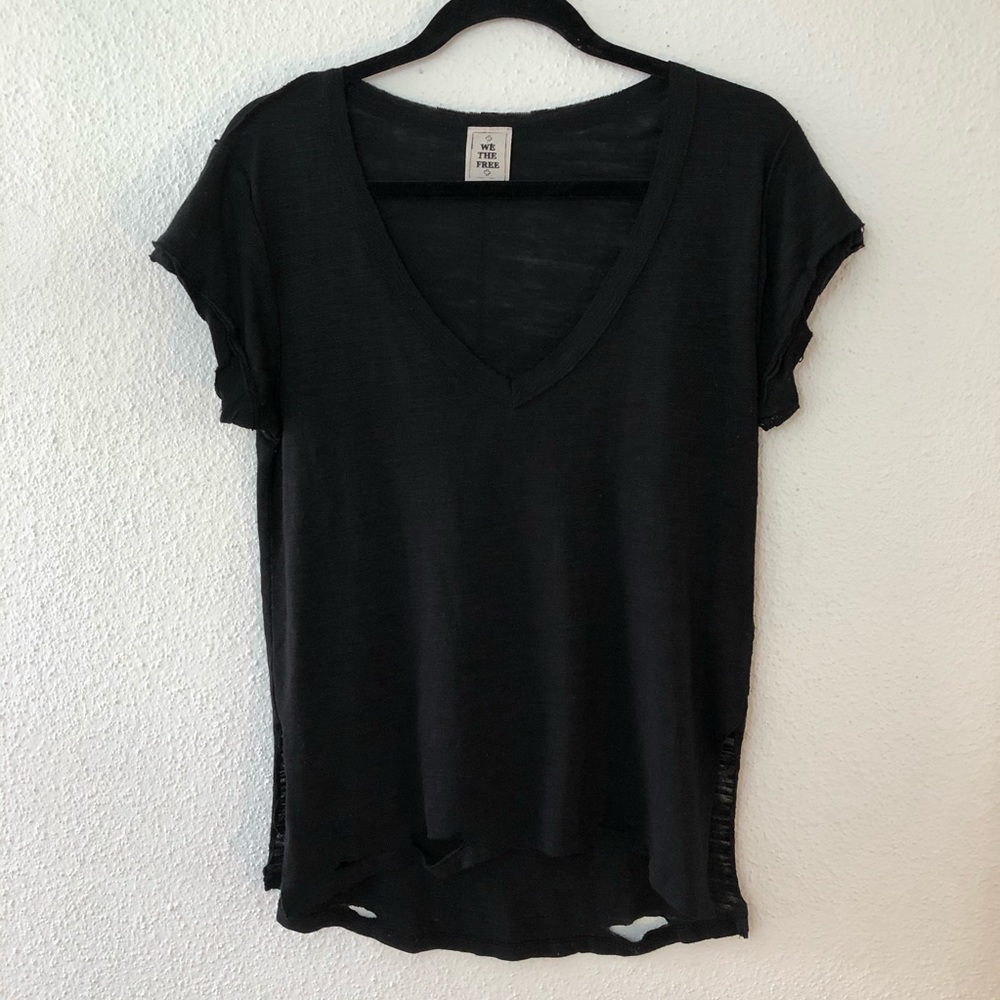 Free People Distressed V-Neck